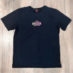 Quiksilver Black Tee with Pastel Gradient Stranger Things Logo